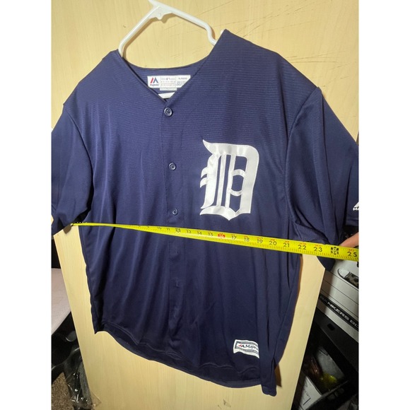 Majestic Detroit Tigers MLB Baseball Jersey Men's XL Coolbase Navy D Logo - Picture 3 of 8